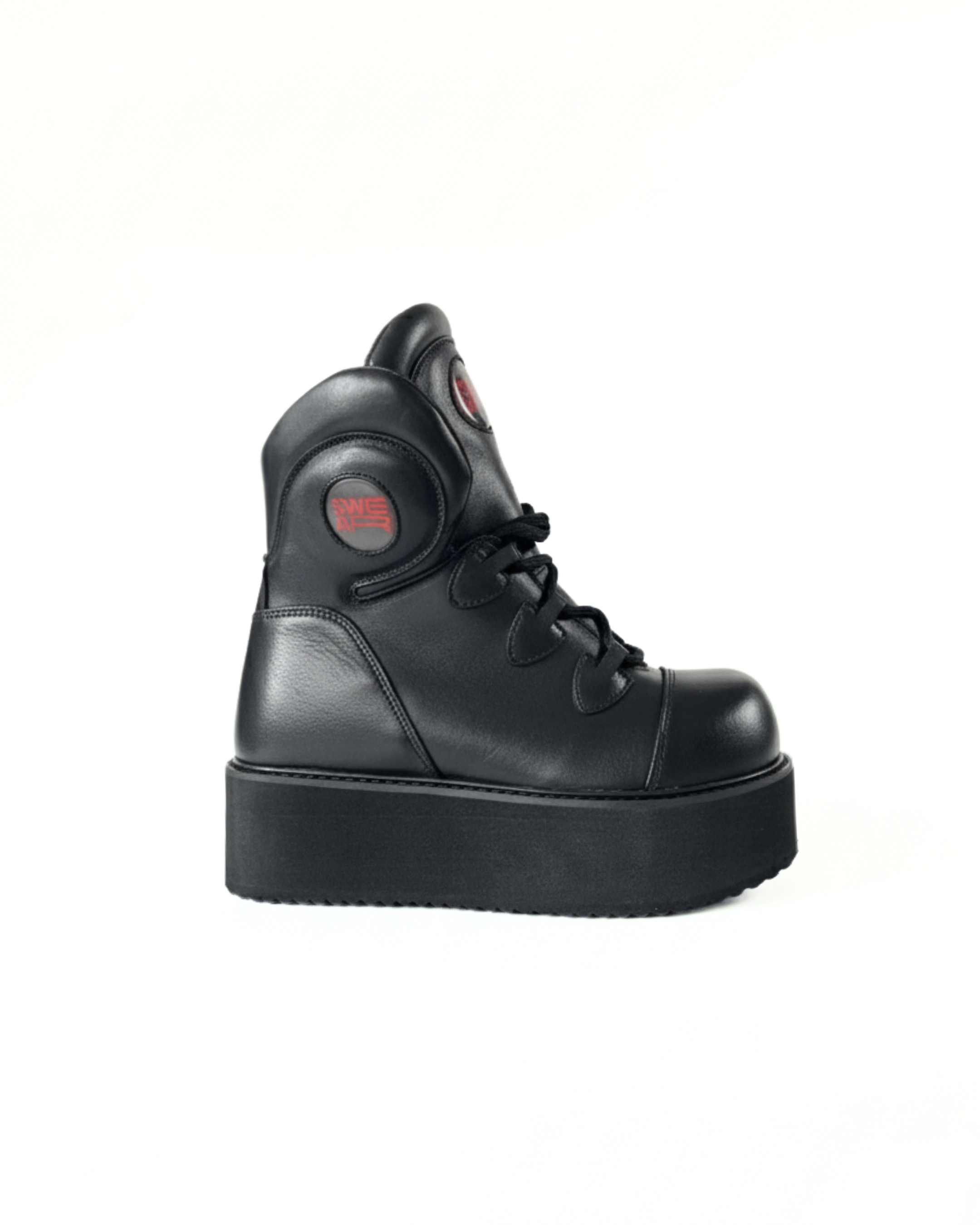 SM Truck 2 Black Leather Platform Shoes | SWEAR London